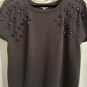 Juicy Couture Gray Top with Blue Embellishments